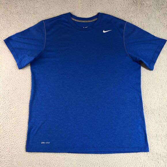 Nike Shirt Mens‎ Large Blue Solid Swoosh Logo Sportswear Tee Dri-Fit Athletic - Picture 1 of 10